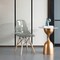 Mid-Century Modern Style Dining Chair with Wooden Dowel Eiffel Legs, DSW Transparent Plastic Shell Accent Chair